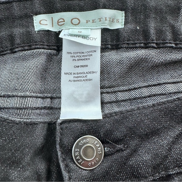 CLEO Petites Black Denim Straight Leg Stretch Jeans Size 12 - Picture 11 of 12
